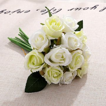 Kunstblumenstrauß Simulation 12 kleine Rosen, hochwertige Seidenblumenimitation, yozhiqu, Schaffen Sie eine romantische, gemütliche Atmosphäre