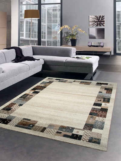 Teppich Designer Teppich Moderner Teppich Wohnzimmerteppich Bordüre beige creme türkis, Carpetia, rechteckig, Höhe: 13 mm