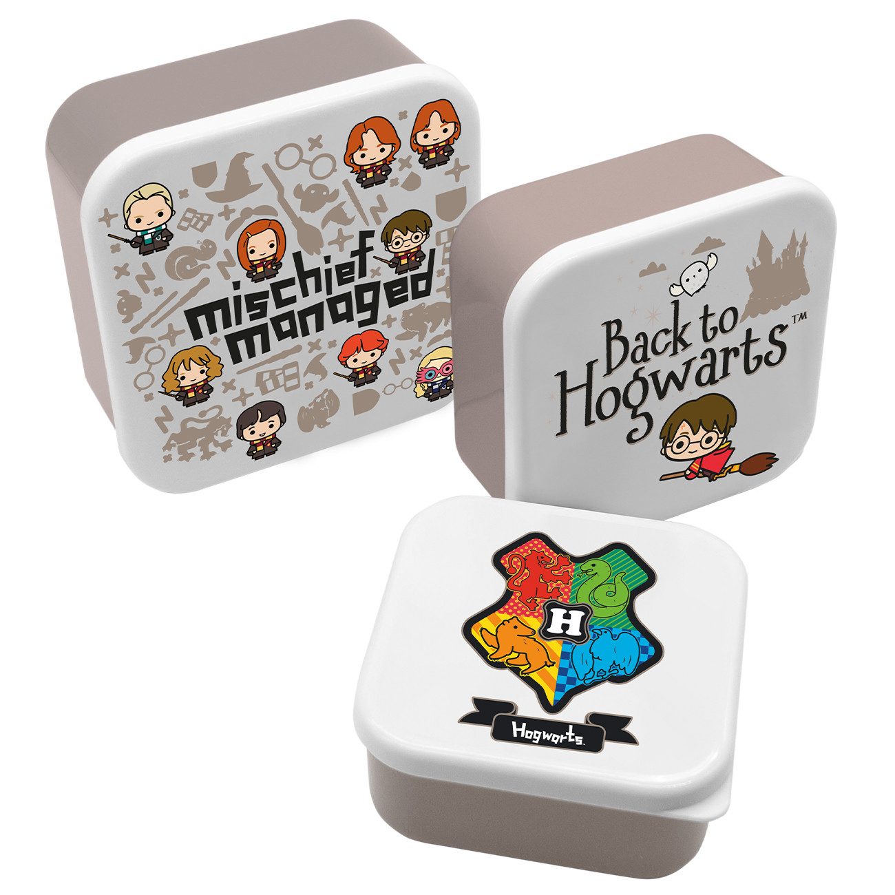 Geda Labels GmbH Lunchbox HP Back to Hogwarts, PP, (3-tlg), Beige, 13.5x13.5x6.3, 3er Set