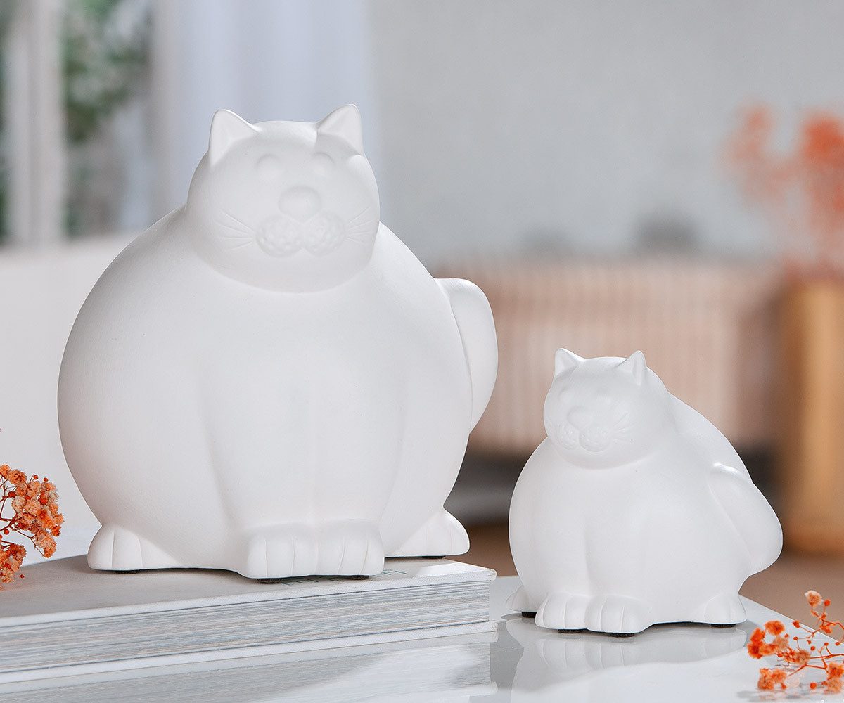 GILDE Dekoobjekt Katze Molli 61296 Keramik cremeweiß 20 cm Figur