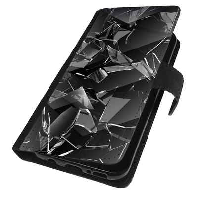 Traumhuelle Handyhülle MOTIV 342 Schwarz Grau Hülle für iPhone Xiaomi Google Huawei Motorola, Handy Tasche Schutz Etui Flip Case Klapp Hülle Cover Silikon