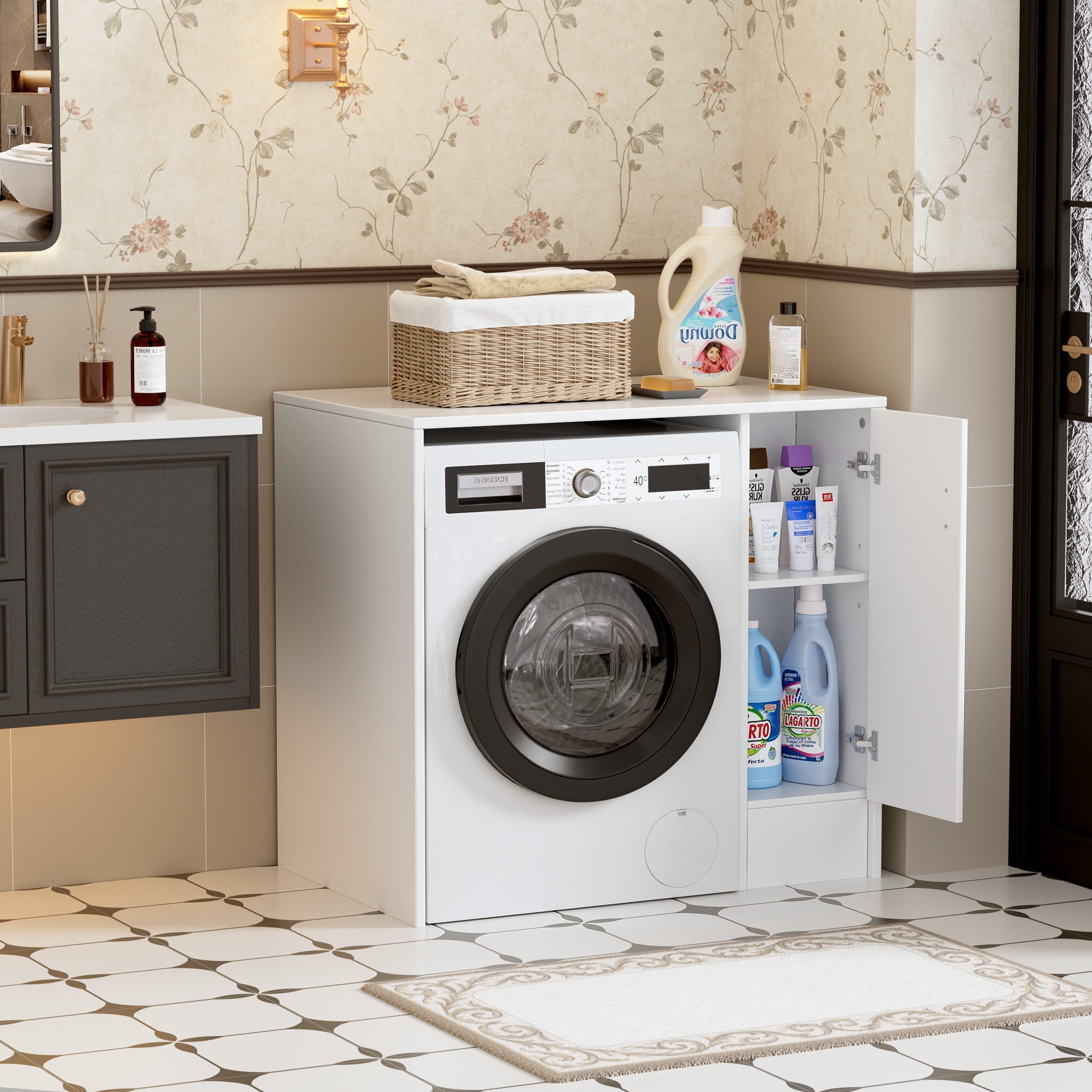 TWSOUL Waschmaschinenumbauschrank Waschmaschinenumbauschrank mit Seitenschr günstig online kaufen