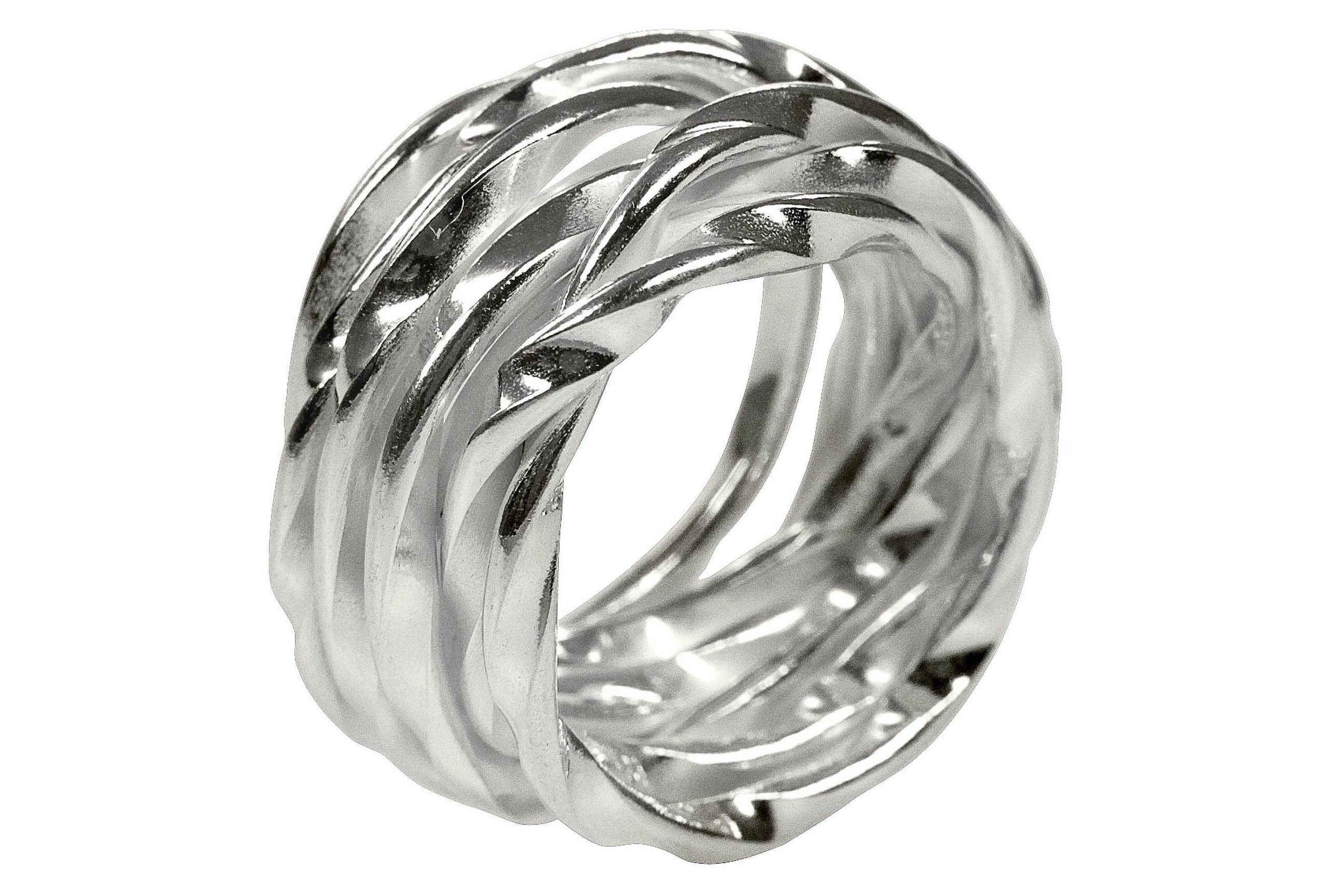 SILBERMOOS Silberring Wickelring "Fest umschlungen", 925 Sterling Silber