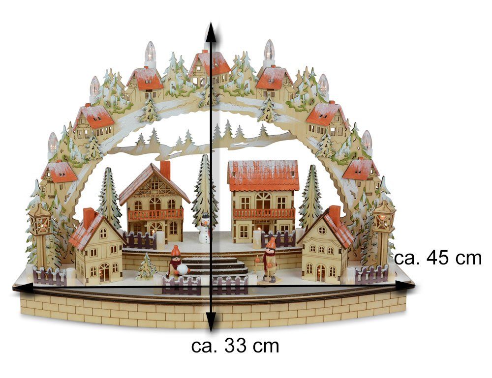RIFFELMACHER & WEINBERGER Kerzen Natur mit Winterdorf - Fensterleuchter / cm Weihnachtsdekoration 45 Schwibbogen 76228, x (1-tlg) 33 Rot
