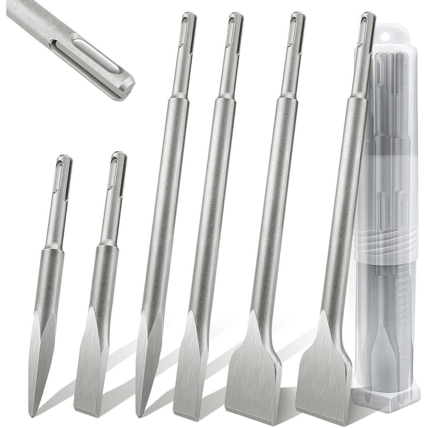 LuxusKollektion Meißel-Set Meißelset SDS Plus 6tlg Flachmeißel Breitmeißel Spitzmeißel Variable