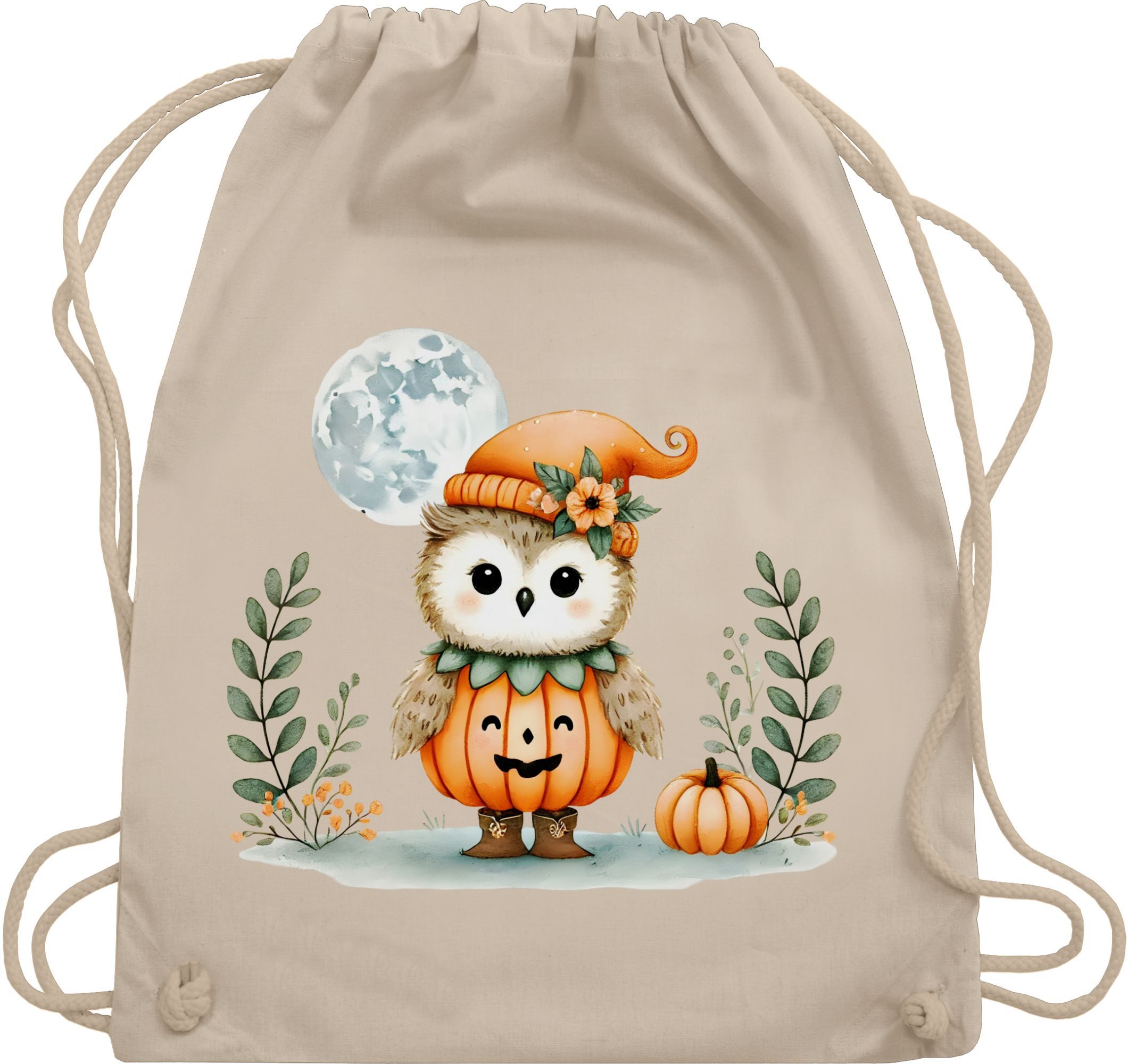 Turnbeutel Süße Eule mit Kürbis, Herbstliches Baby und Kinder Motiv, Niedliches