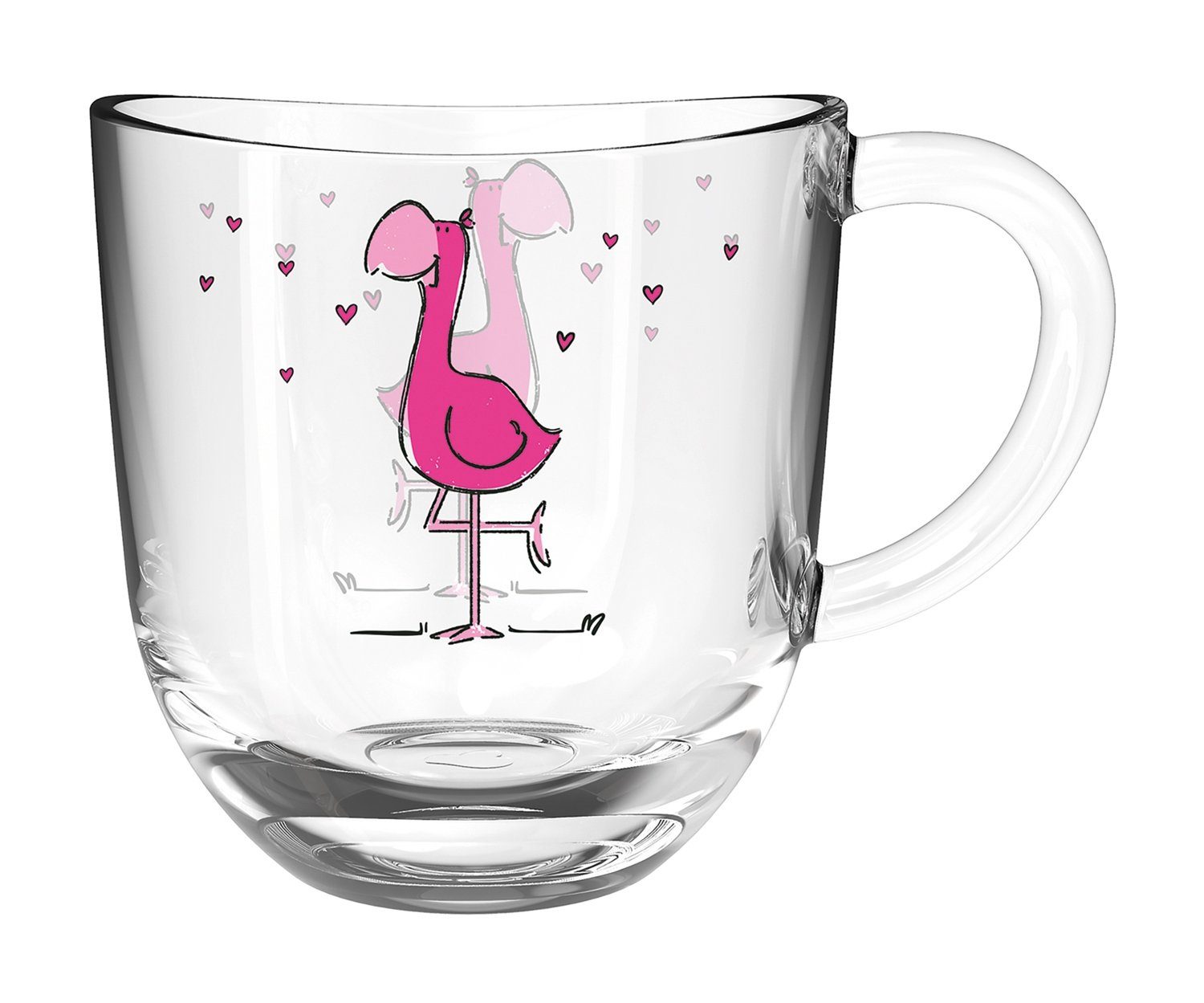 LEONARDO Tasse BAMBINI, Tasse, Transparent, Weiß, Pink, 280 ml, Glas