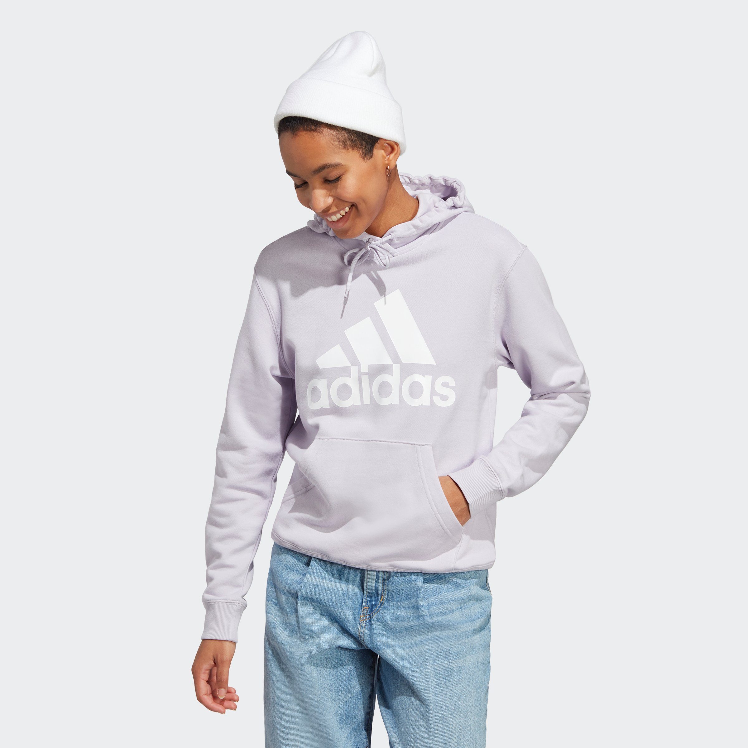 TERRY Silver Kapuzensweatshirt / REGULAR adidas ESSENTIALS Sportswear BIG Dawn FRENCH White HOODIE LOGO