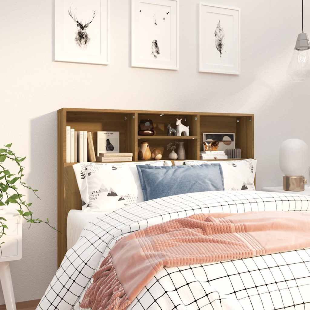 furnicato Bettgestell Kopfteil-Regal 120 x 19 x 103,5 cm Braun Eichen-Optik (1-tlg)