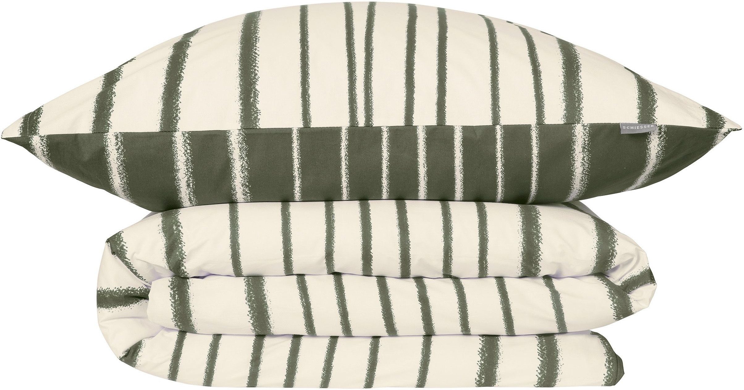 Schiesser Wendebettwäsche Wesley aus weicher Baumwolle im Streifen-Look, Renforcé, 2 teilig, OEKO-TEX® MADE IN GREEN