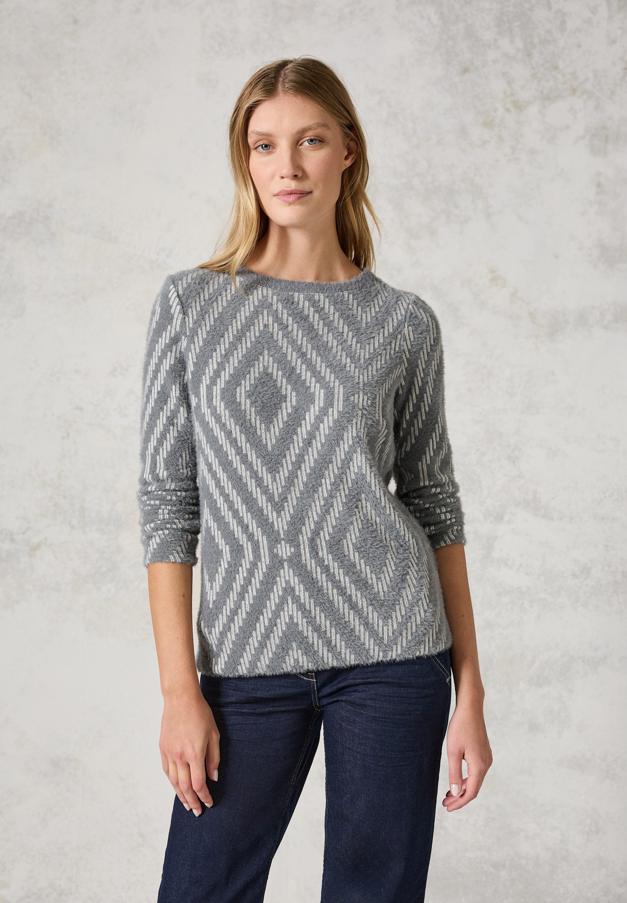 Cecil Langarmshirt, Jacquard günstig online kaufen
