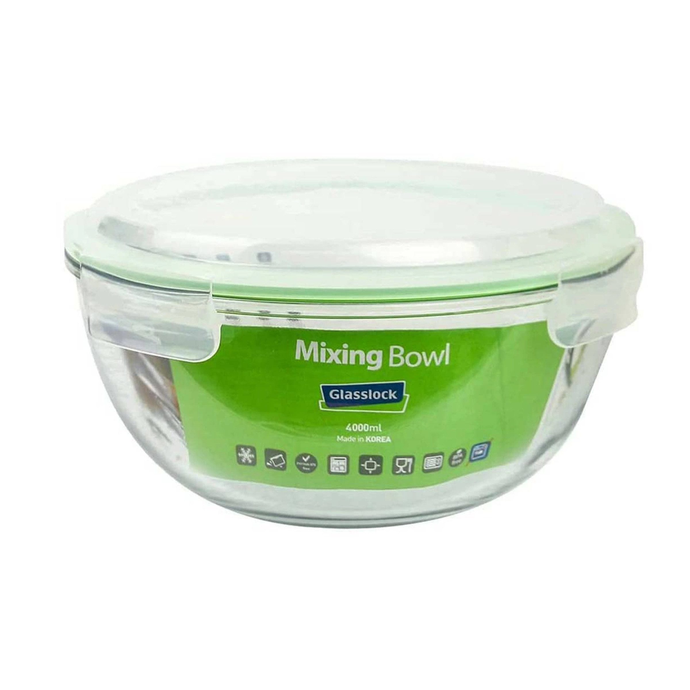 Glasslock Rührschüssel Glasslock Glasschüssel 4L/2L Rührschüssel Mixing Bowl gehärtetes Glas