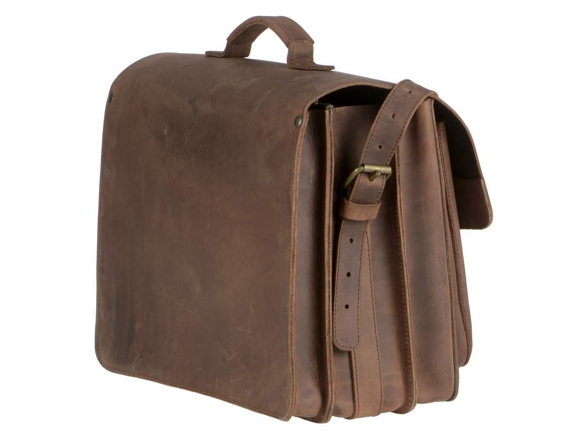 Ruitertassen Aktentasche Lehrertasche Damen Herren Leder 42x32cm 3 Fächer Business Schule, 42 cm Lehrertasche, 3 Fächer, Schultasche, dickes rustikales Leder