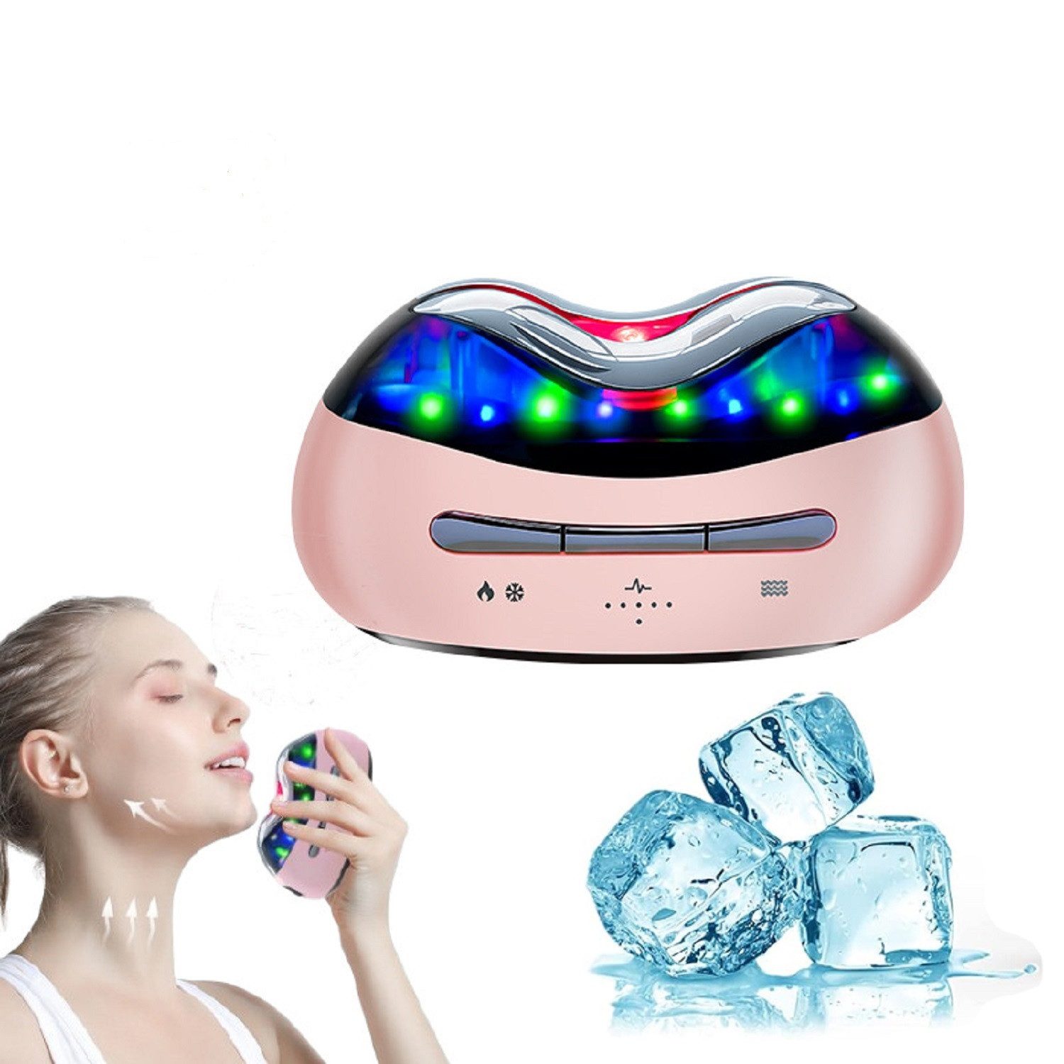 COOL-i ® Anti-Aging-Gerät Multifunktionales Heiß & Kalt Beautygerät,EMS, LED Licht & Vibration, Für Gesicht, Hals & Körper, kabellos, IPX6