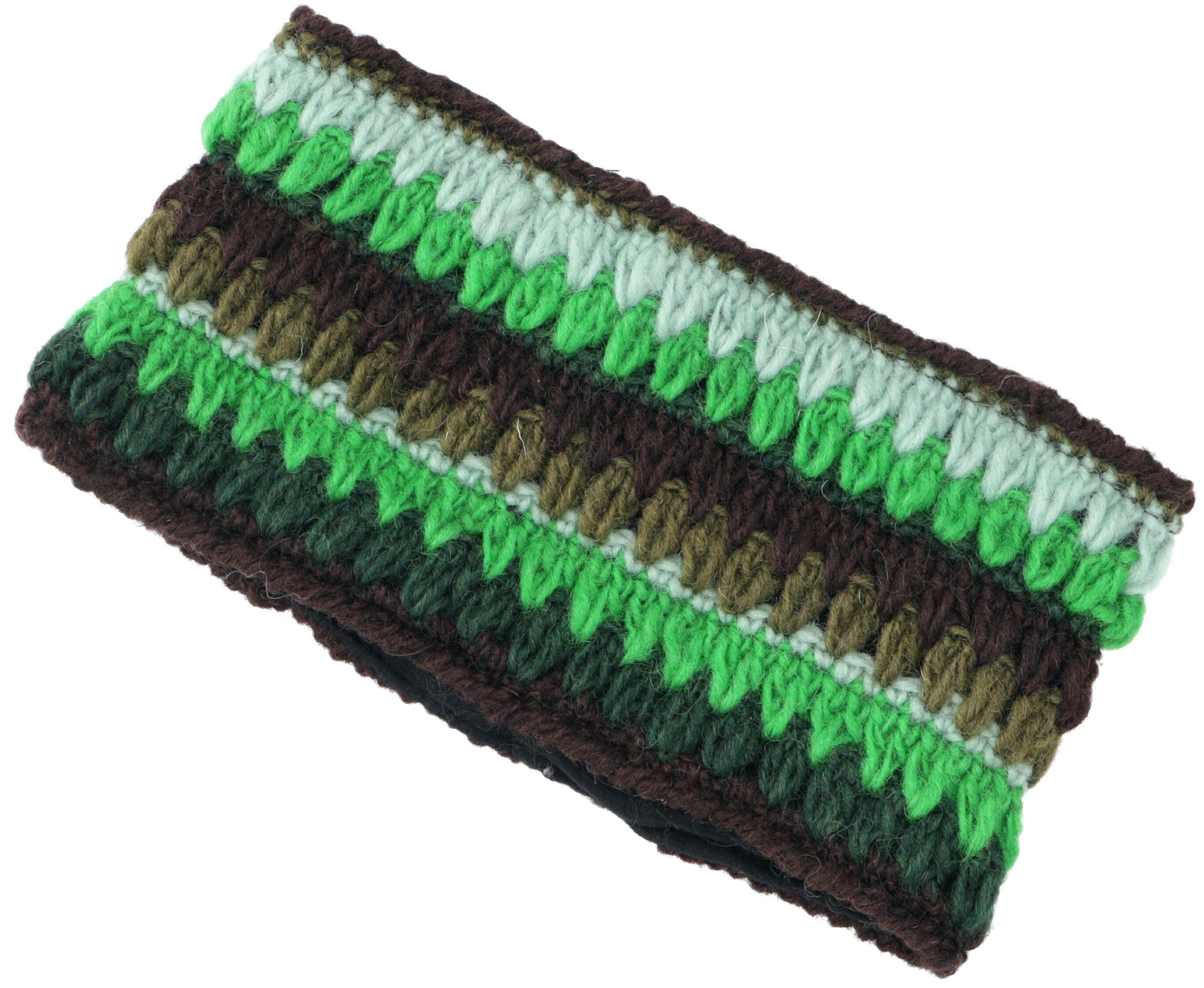 Guru-Shop Stirnband - Häkel-Stirnband aus Buntes Schurwolle grün