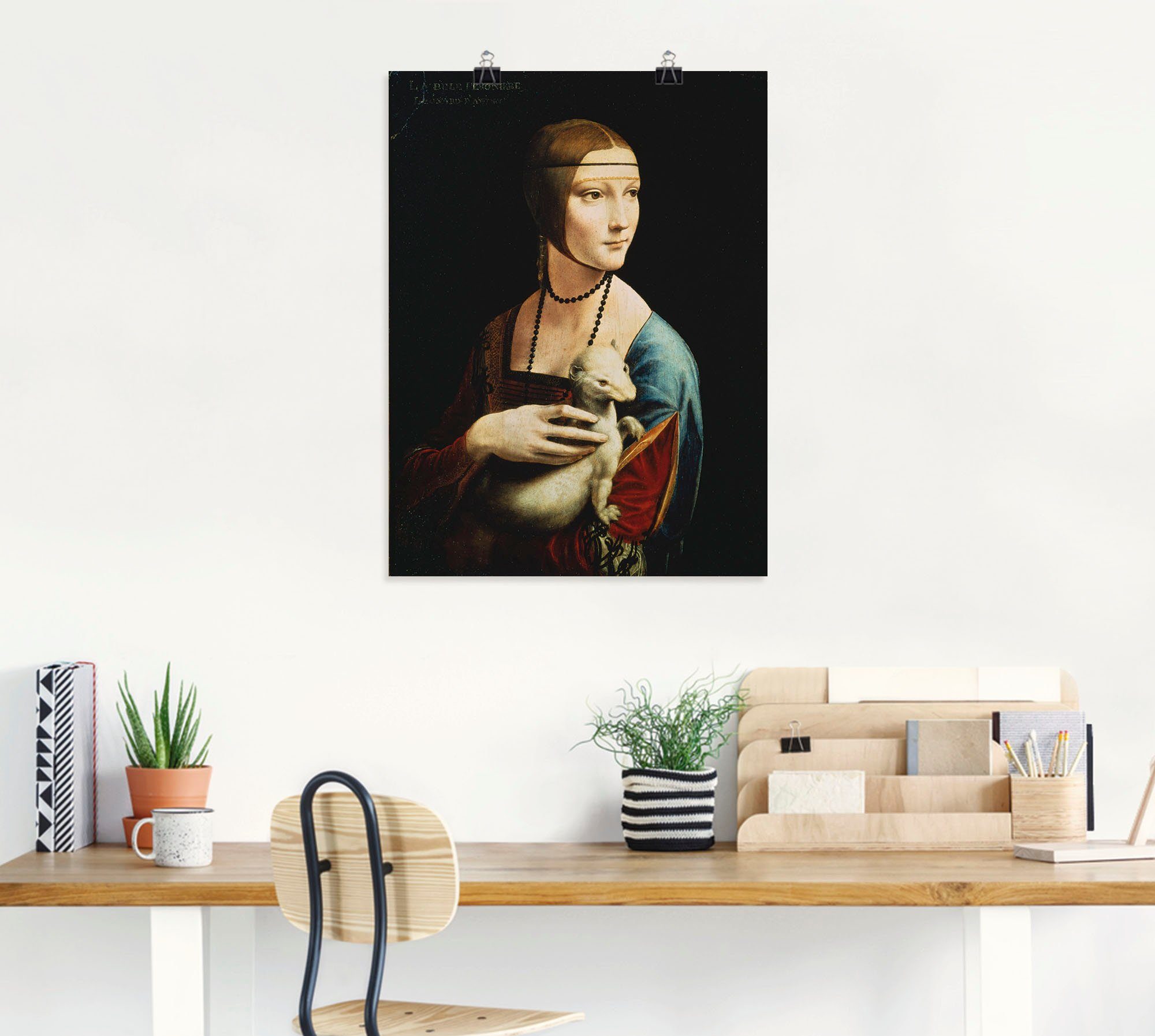 Artland Wandbild Dame mit dem Hermelin Porträt, Frau (1 St), als Leinwandbild, Poster in verschied. Größen