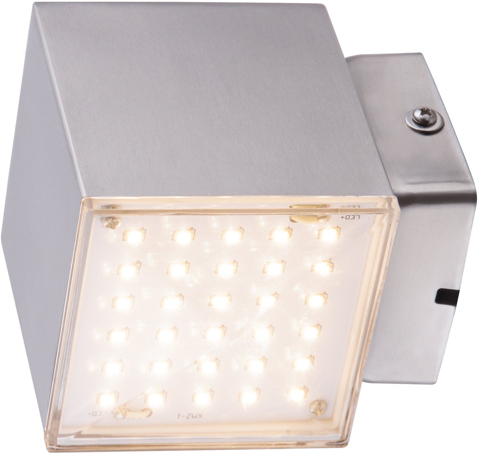 Auswahl HEITRONIC LED Wandleuchte Kubus 2, fest Wandlampe,Außenlampe,indirekter Lichtaustritt LED nach integriert, Edelstahl unten,aus