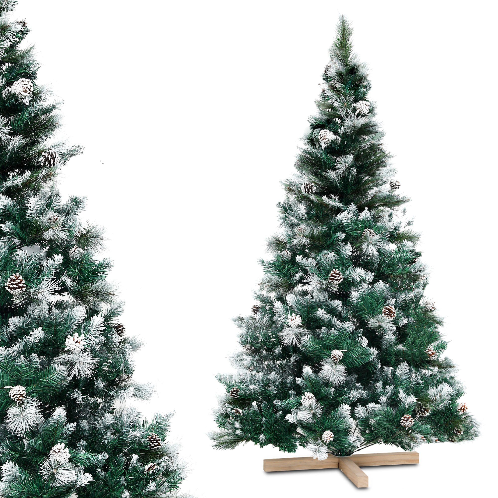 Urhome Künstlicher Weihnachtsbaum Urhome Künstlicher Weihnachtsbaum mit Ständer Weiß mit Zapfen