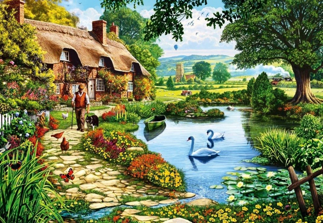 Bluebird Puzzle Puzzle Cottage by the Lake, Puzzleteile