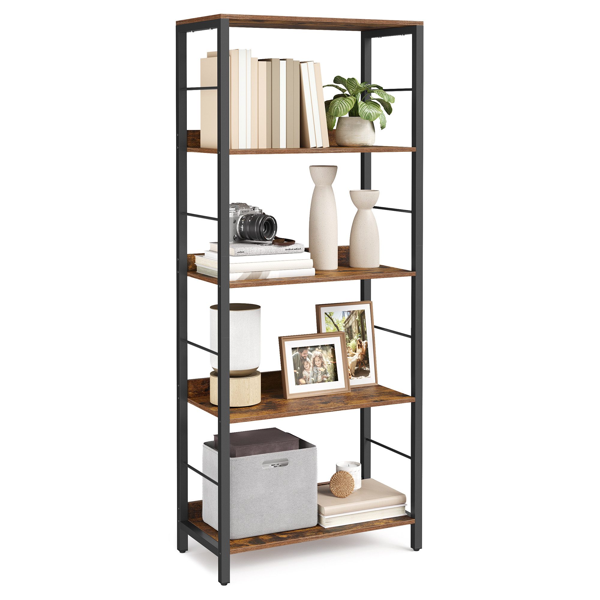 VASAGLE Bücherregal, 5 Ebenen, Aufbewahrungsregal, mit Rückplatten, für Woh günstig online kaufen
