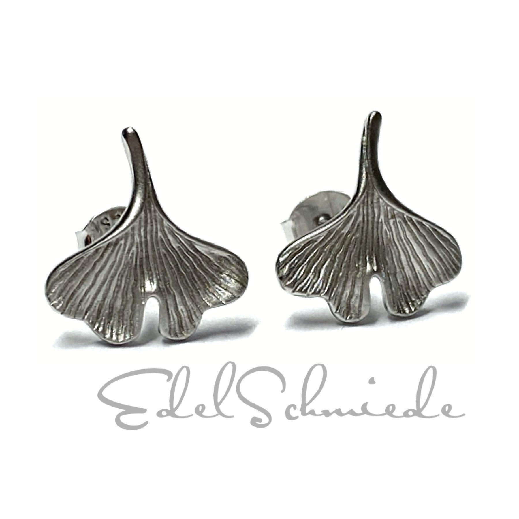 Edelschmiede925 Ohrstecker-Set Gingko Ohrstecker 925 Silber rhodiniert matt günstig online kaufen