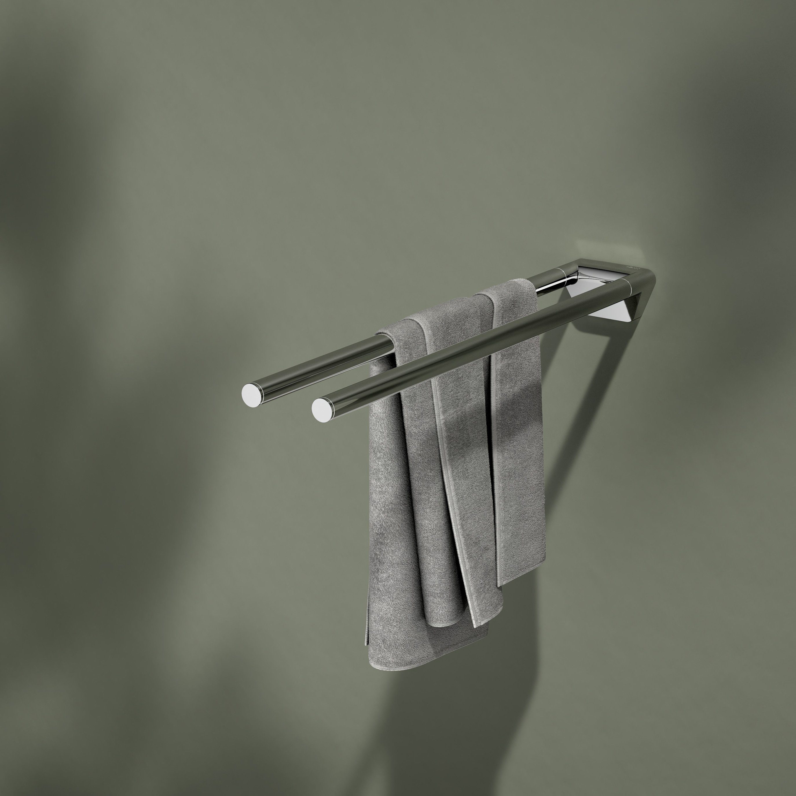 Keuco Handtuchhalter Reva zweiarmig, 45 cm, starr, Metall verchromt, Made in Germany, Wandmontage