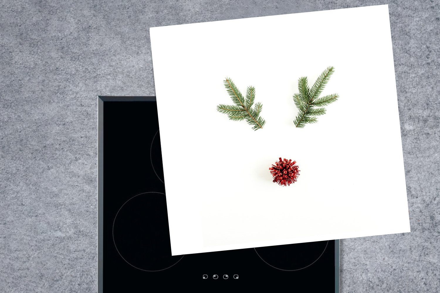 Ceranfeldabdeckung, - - Arbeitsplatte Weihnachten (1 Winter küche Herdblende-/Abdeckplatte Rentier, Vinyl, tlg), cm, MuchoWow für 78x78