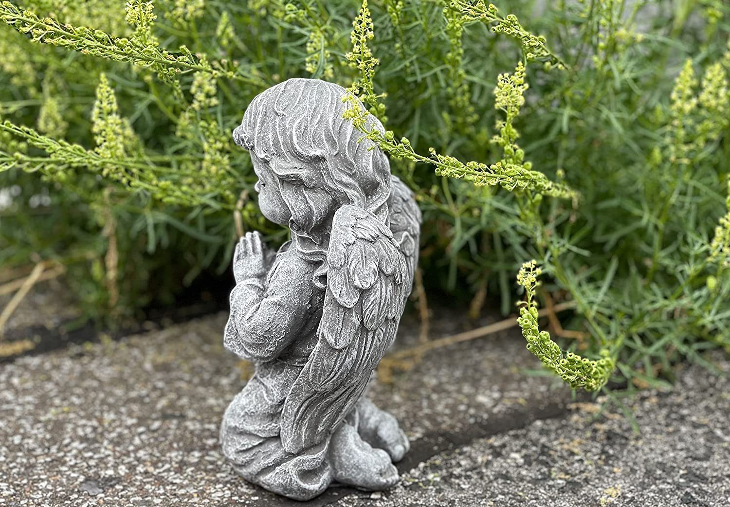 Stone and Style Gartenfigur Frostfeste Steinfigur kniender betender Engel – Bild 3 von 3