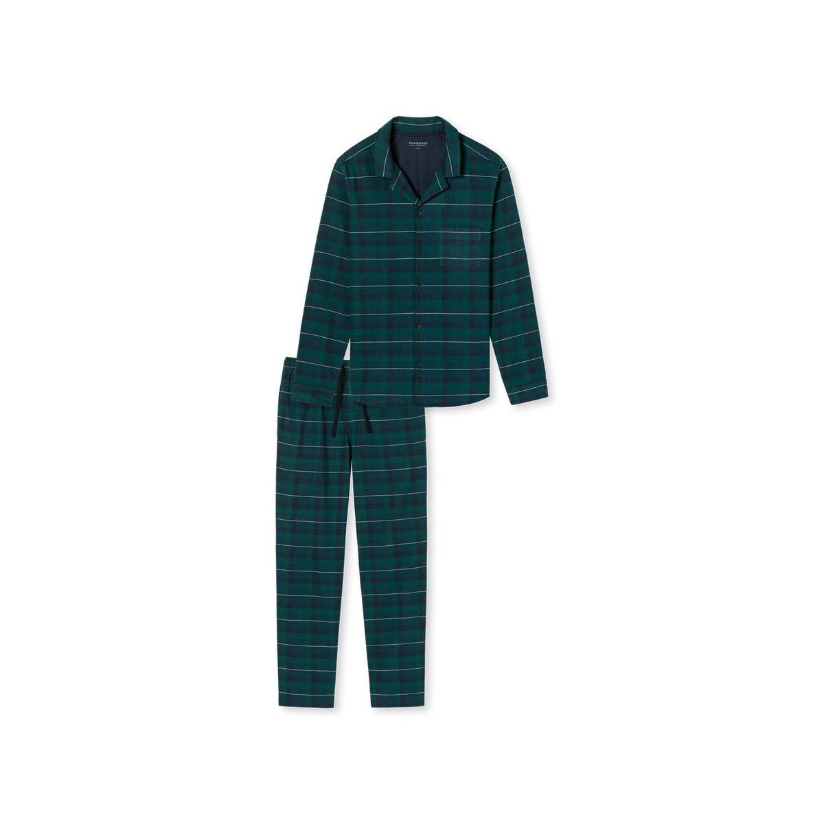 (1 tlg) dunkel-grün Pyjama Schiesser