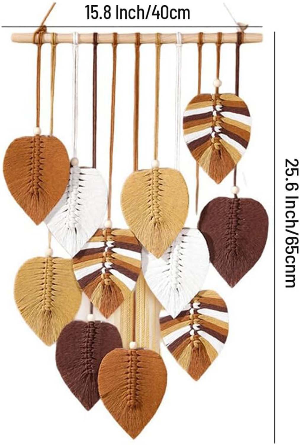Diwzbyn Hängedekoration Blatt Makramee Wandbehang, Boho Raumdekor – Bild 2 von 5