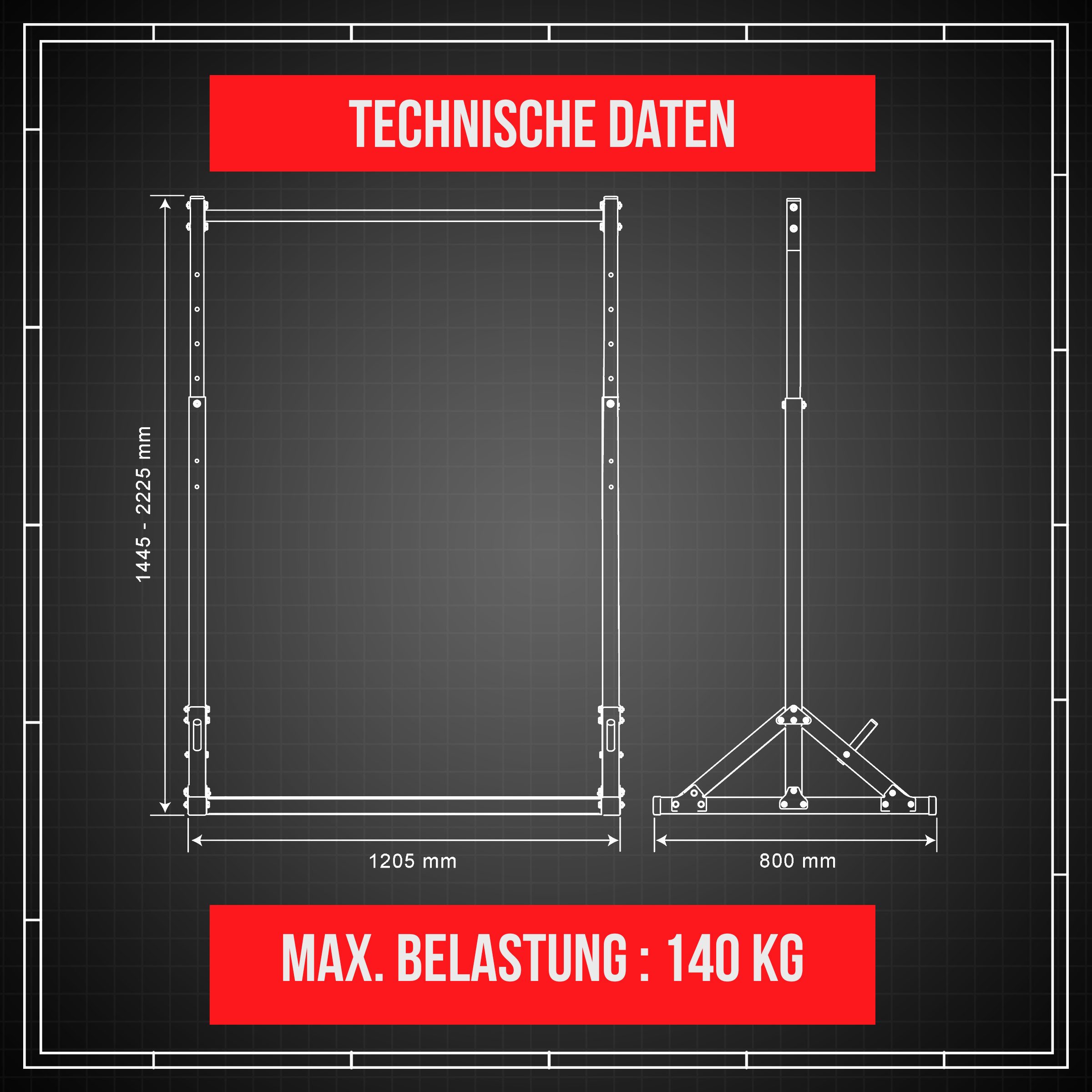 K-SPORT Klimmzugstange Stationäre Klimmzugstange bis 140kg (Pull-Up Bar mit Gewichtsablage, Klimmzugturm für Muskeltraining, Pull Up Mate), Made in EU!