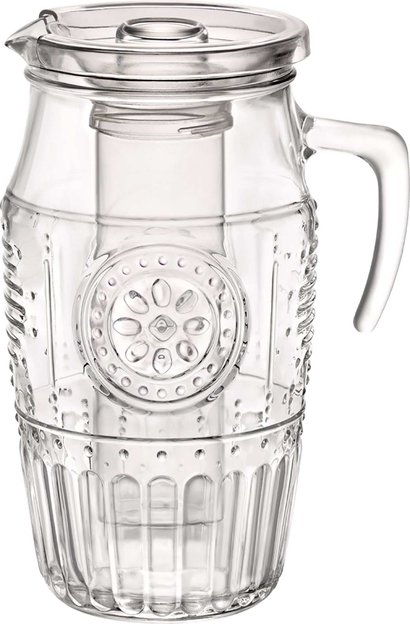 Bormioli Rocco Wasserkrug »Romantique 1,8 Liter − Aus Glas − Krug mit Deckel  & Eisbehälter − Karaffe transparent − Saftkanne Glaskaraffe« online kaufen  | OTTO