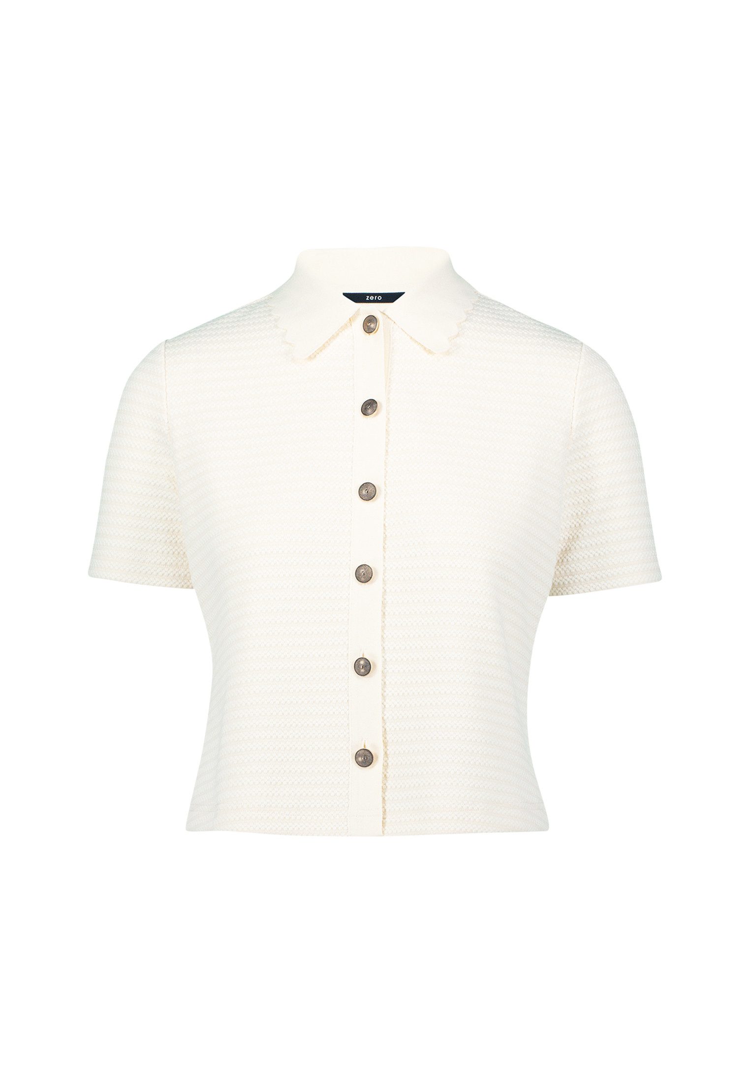 Zero Kurzarmshirt Damen Strick-Poloshirt mit Knopfleiste (1-tlg) Knopfleist günstig online kaufen