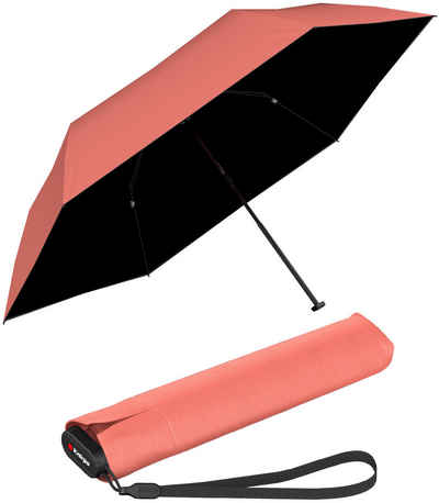 Knirps® Taschenregenschirm US.050 Ultra Light Slim Manual - UV coated, mit UV- und Hitzeschutz, schwarz-salmon
