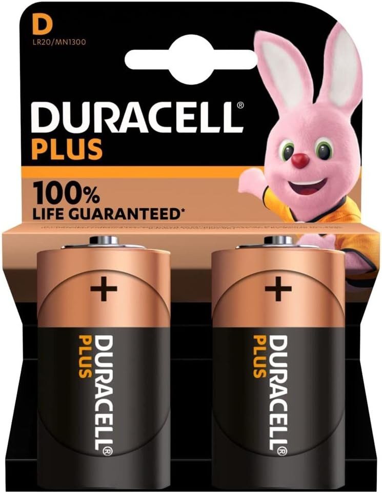 Duracell Duracell Plus D Батареи (MN1300 / LR20) Batterie, LR20 (1,5 V V), Langlebige Alkaline-Batterie, Bis zu 100 % mehr Leistung