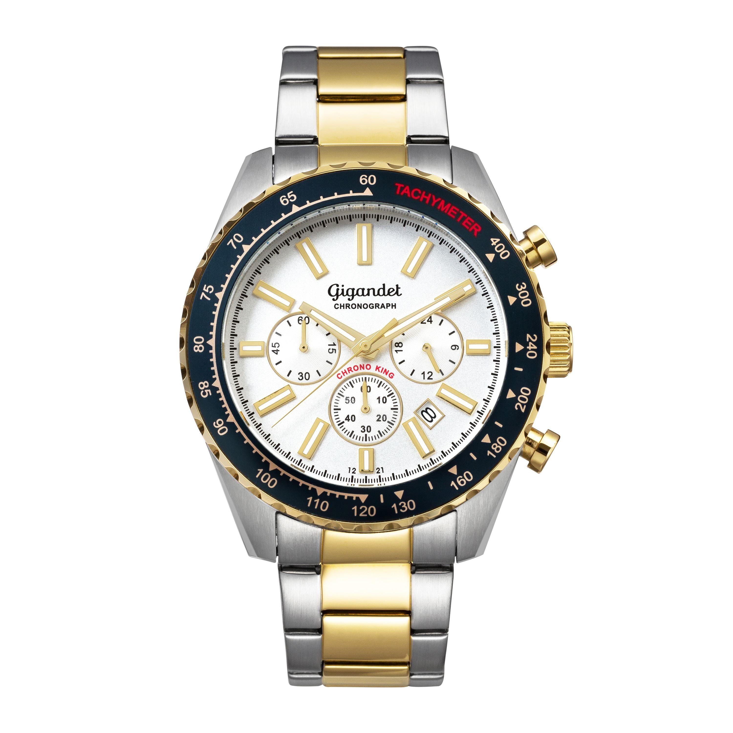 Gigandet Chronograph Chrono King, Mineralglas, Chronograph, Datumsanzeige, 24-Std. Anzeige, Tachymeter