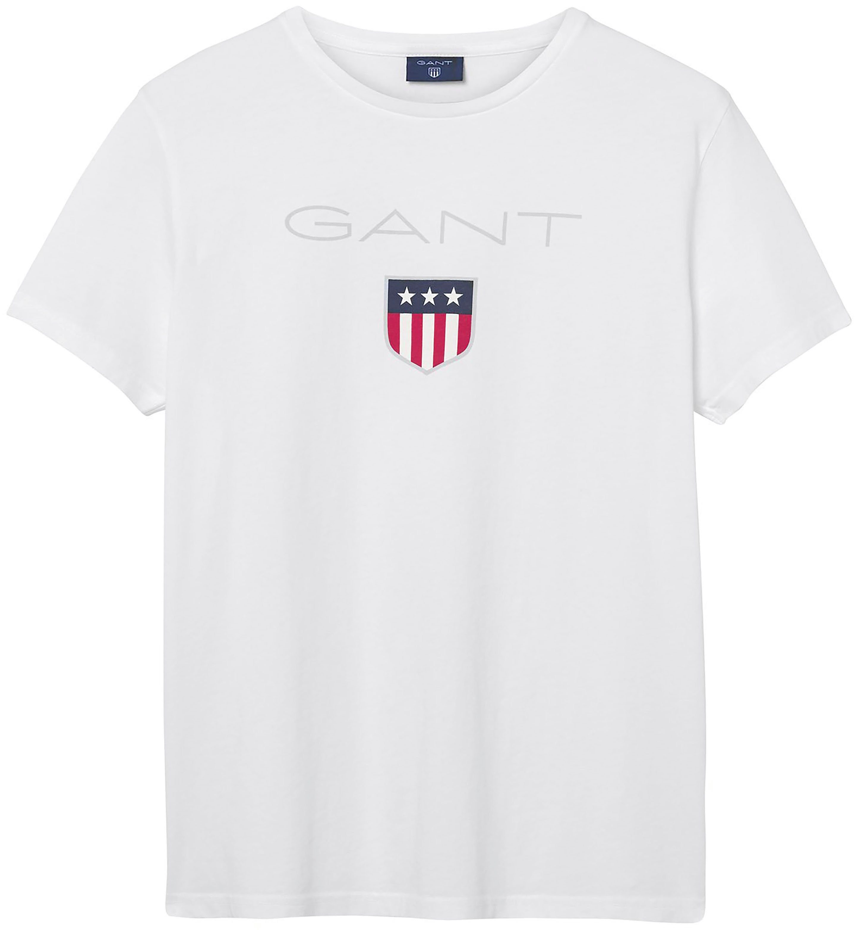 Großer Gant T-Shirt SHIELD white Markendruck