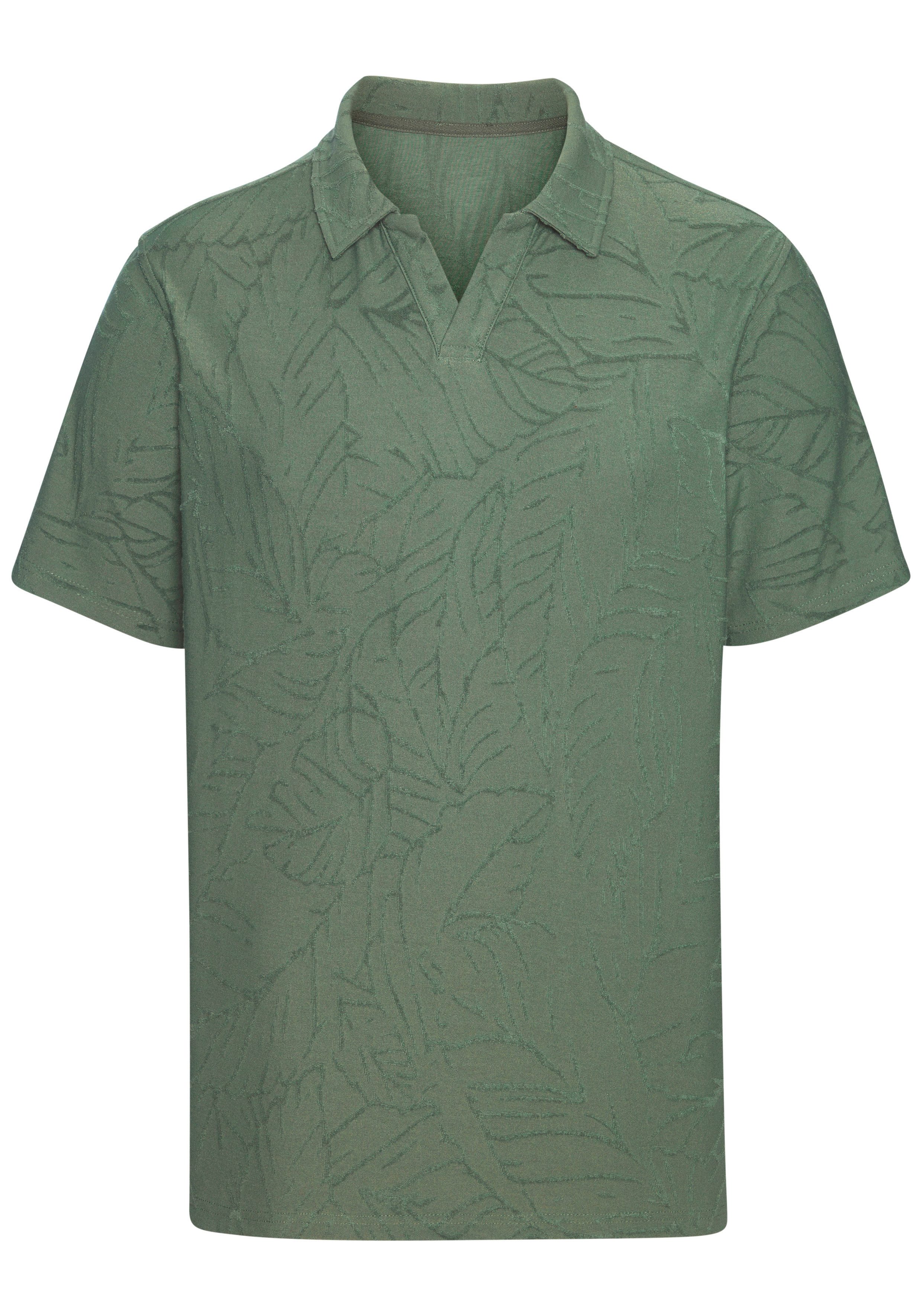 Poloshirt, sommerliches T-Shirt mit modischen Blätter-Design