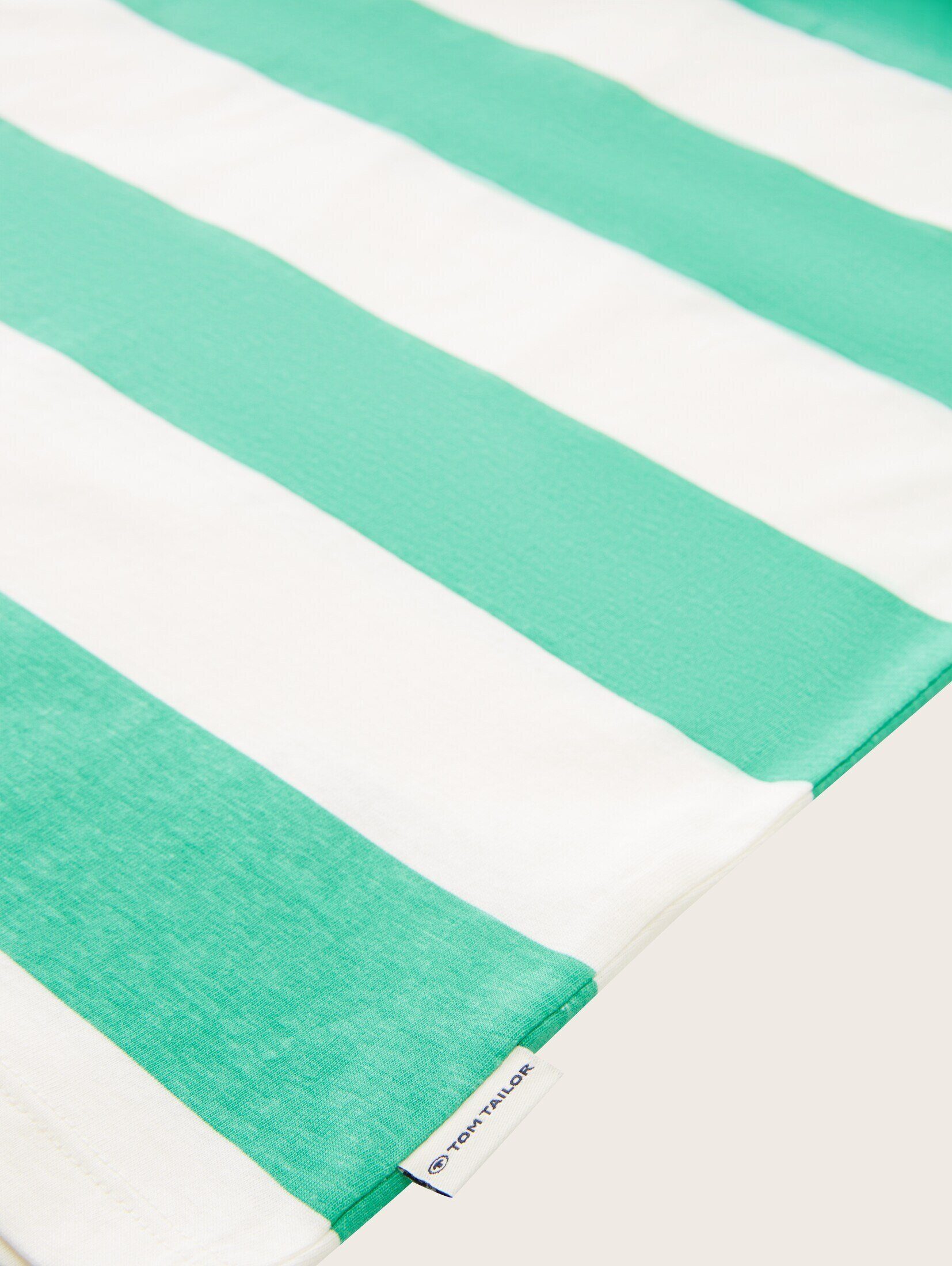 Gestreiftes green stripe off white TOM T-Shirt TAILOR T-Shirt block