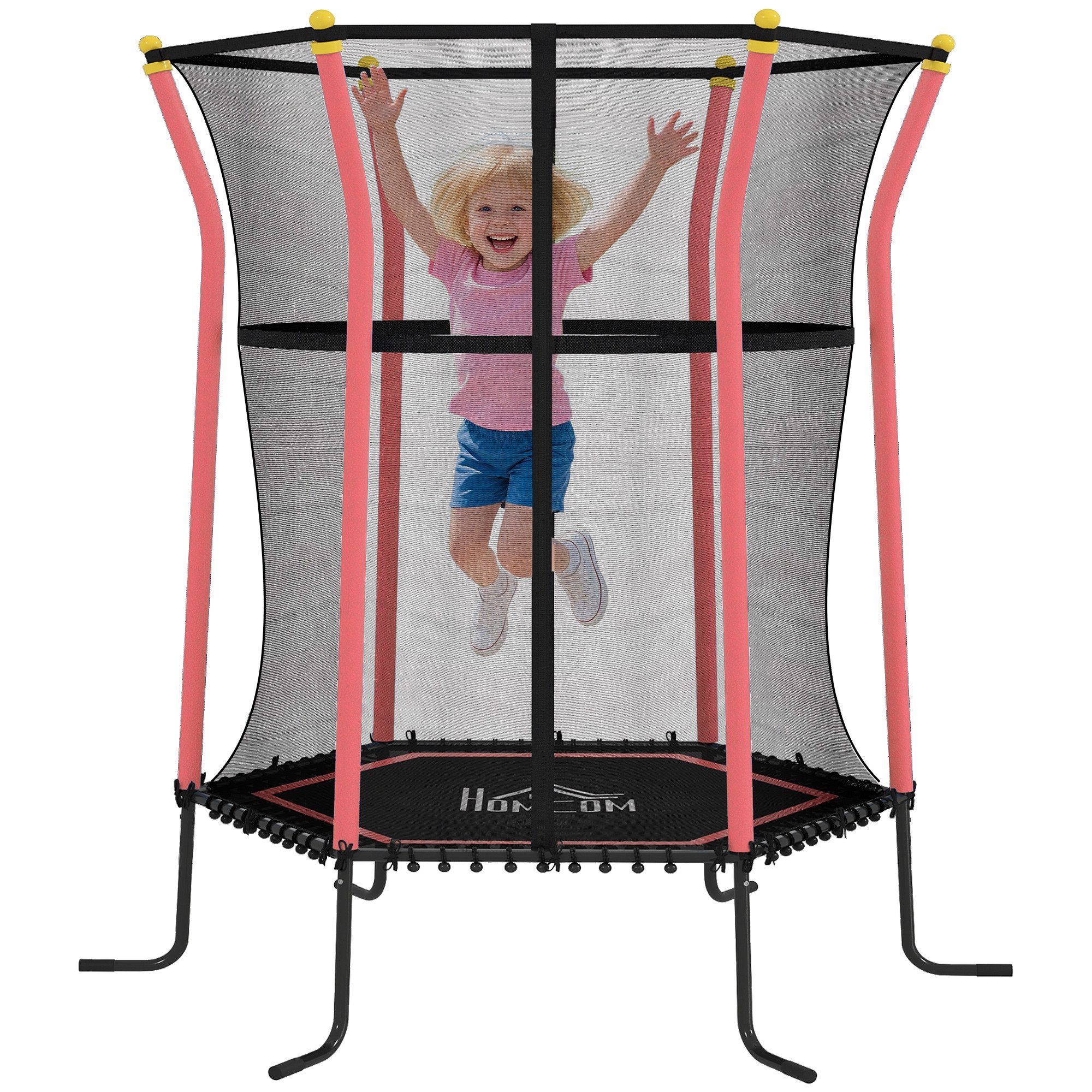 HOMCOM Kindertrampolin mit Sicherheitsnetz, Randabdeckung, Gummiseil, Ø 163 günstig online kaufen