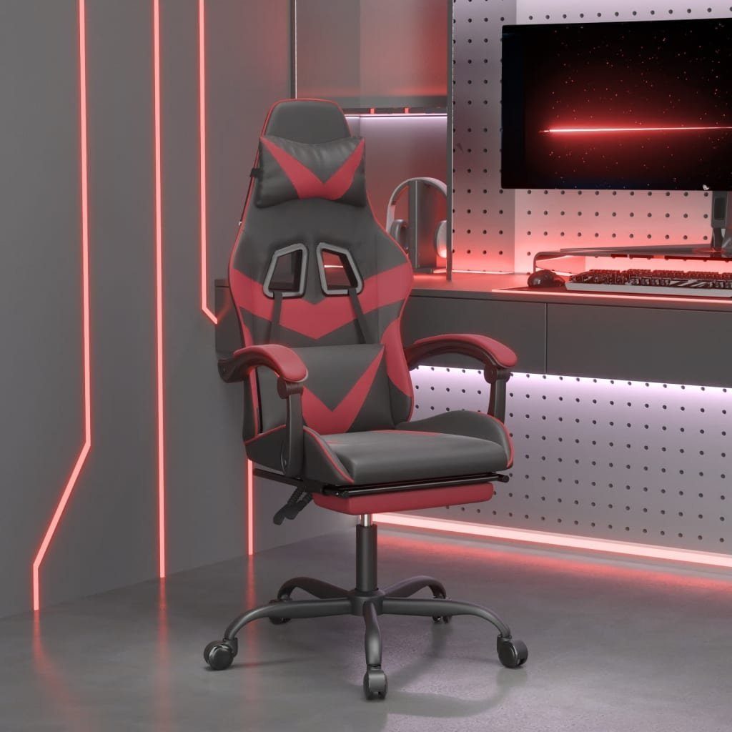 vidaXL Gaming-Stuhl Gaming-Stuhl mit Fußstütze Schwarz und Weinrot Kunstleder (1 St) Schwarz und Weinrot | Schwarz und Weinrot