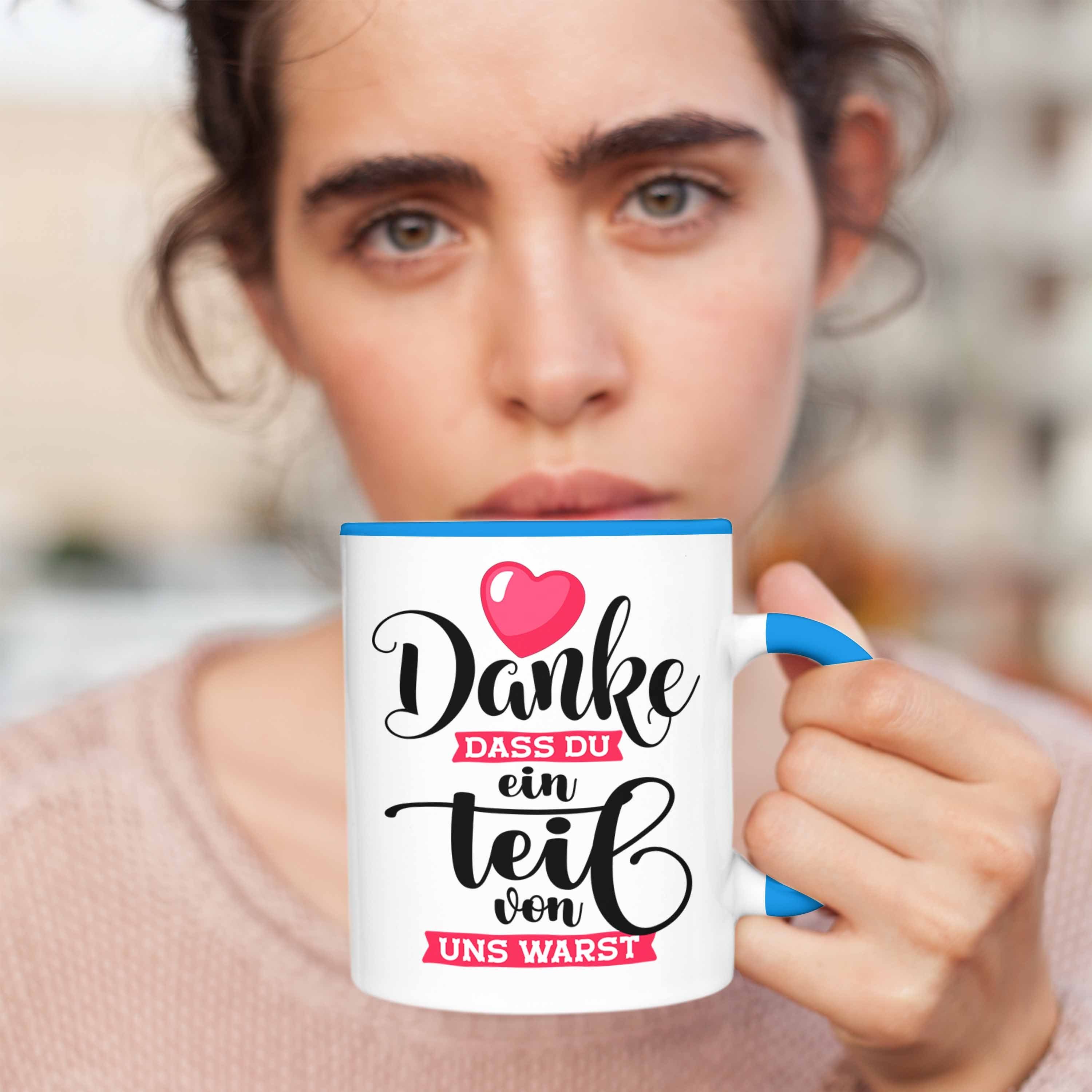 Tasse Abschiedsgeschenk Tasse Trendation Jobwechsel Kollegin Dass Kollege Blau Du Danke Ein