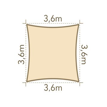 anndora Sonnensegel Sonnendach 3,6 m x 3,6 m rechteckiger Sonnenschutz, (beige)