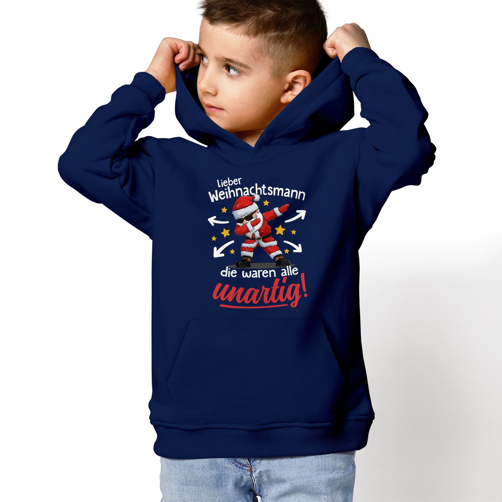 MoonWorks Hoodie Kinder Hoodie Spruch Lustig Weihnachtsmann die waren alle unartig