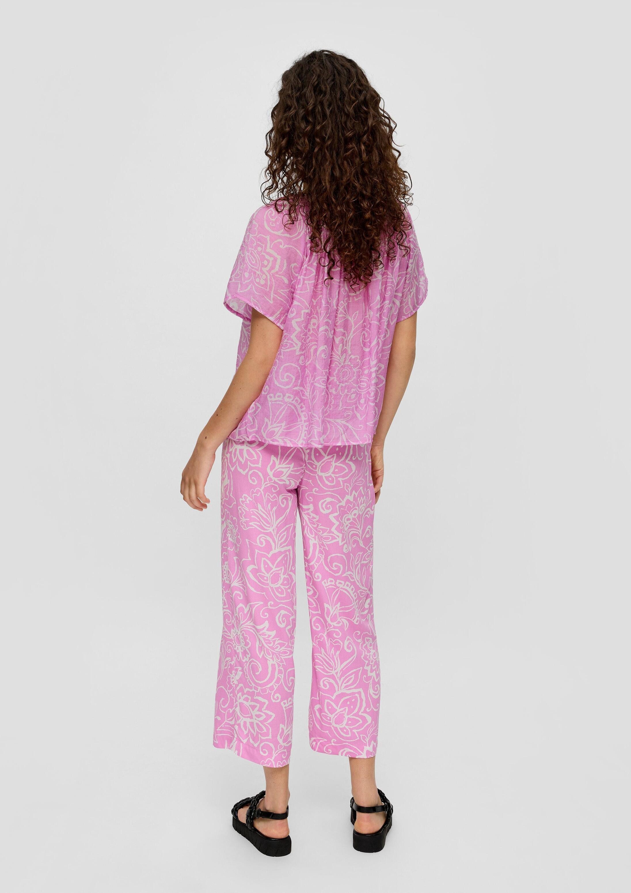 s.Oliver Culotte Hose Culotte aus Viskose mit Elastikbund und Musterstruktur