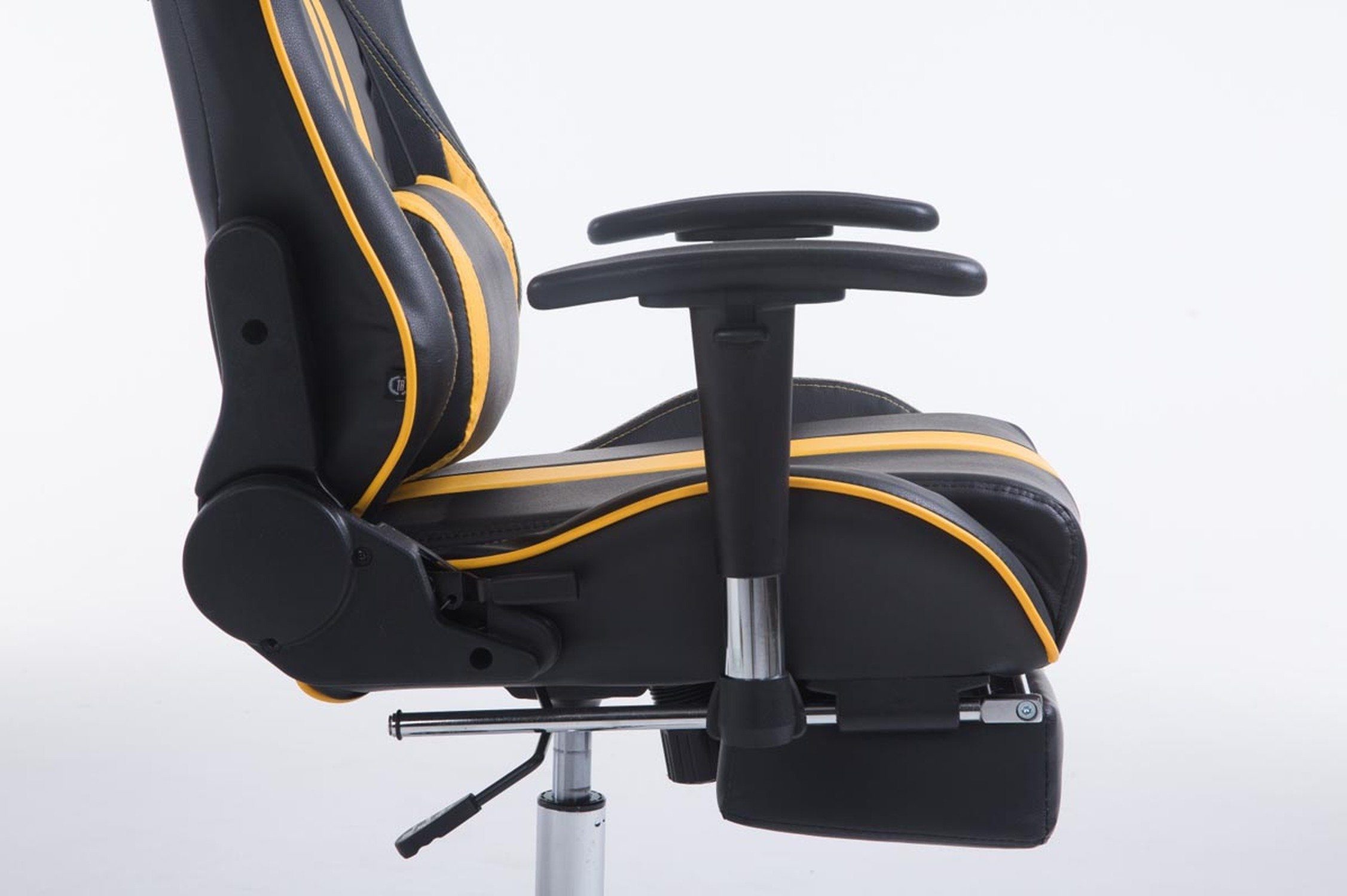 360° Racingstuhl, Rückenlehne Sitzfläche: Chefsessel), (Schreibtischstuhl, Gestell: Gamingstuhl, mit Limitless höhenverstellbar TPFLiving drehbar Metall schwarz/gelb Kunstleder bequemer chrom - Gaming-Stuhl Drehstuhl, - und