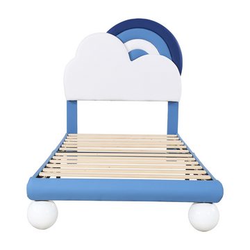 MODFU Polsterbett mit Lattenrost und Kopfteil (Kinderbett), 90 x 200 cm ohne Matratze