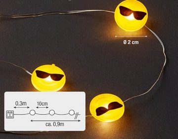 Hellum LED-Lichterkette Cool-Emoticon 10 BS warmweiß/silber, innen Batteriebetrieb