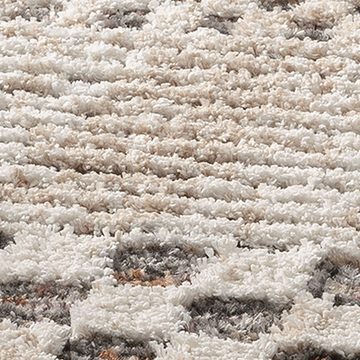 Teppich Hochflorteppich im skandinavischen Stil creme braun, Teppich-Traum, rechteckig, Höhe: 30 mm