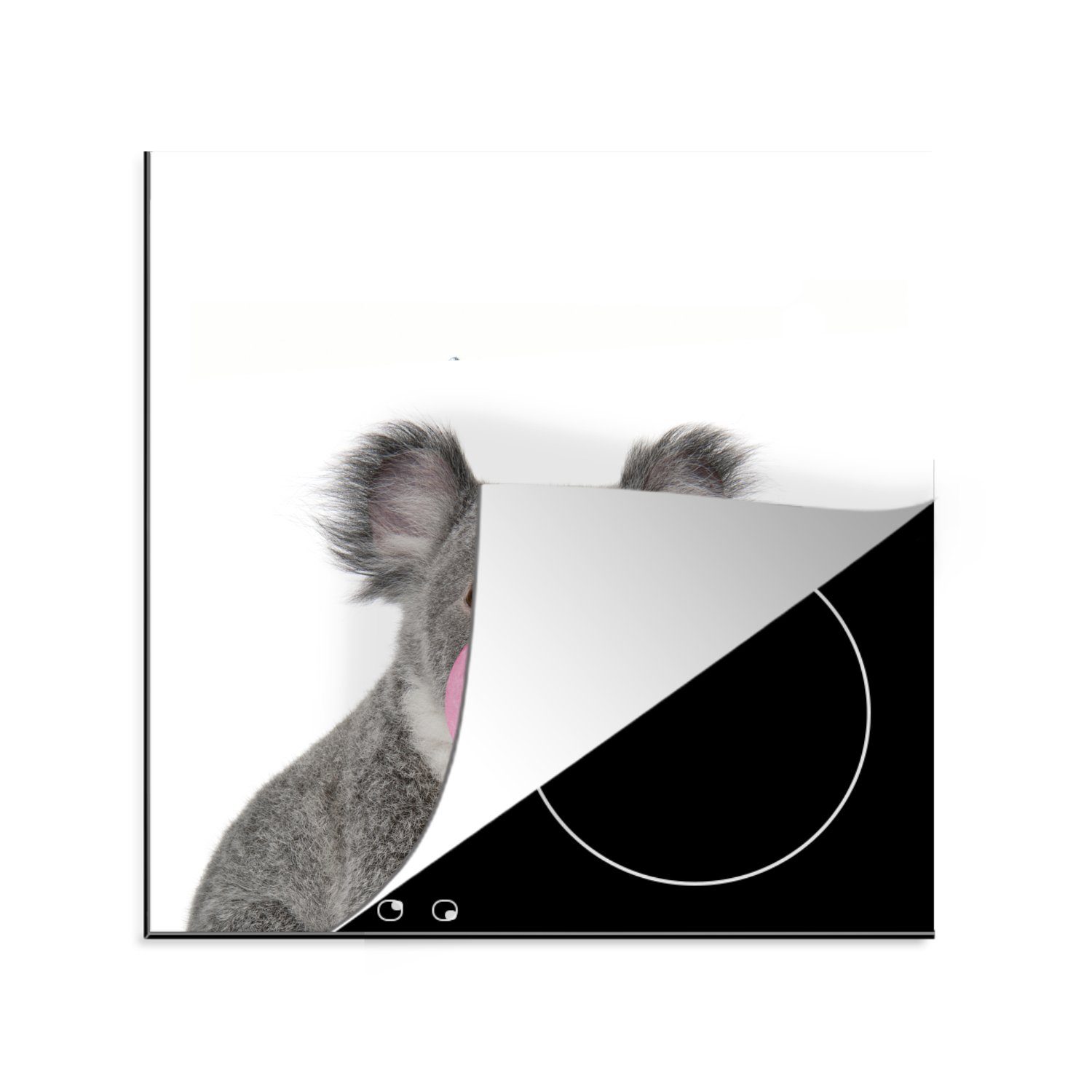 MuchoWow Herdblende-/Abdeckplatte Kaugummi - Koala - Mädchen - Kinder - Tiere - Rosa, Vinyl, (1 tlg), 78x78 cm, Ceranfeldabdeckung, Arbeitsplatte für küche